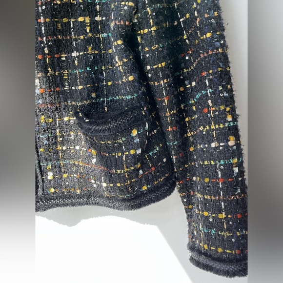 ✅ SALE 🖤 Tahari Women’s Collarless Tweed Metallic Blazer Jacket - Picture 5 of 10